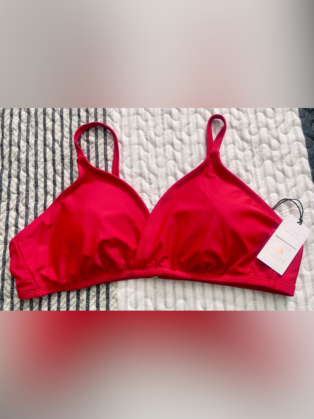 Shade & Shore Bright Red Bikini Top Only - NWT - XL